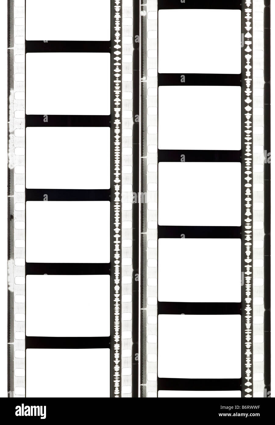 two film strips (sound) with empty frames Stock Photo