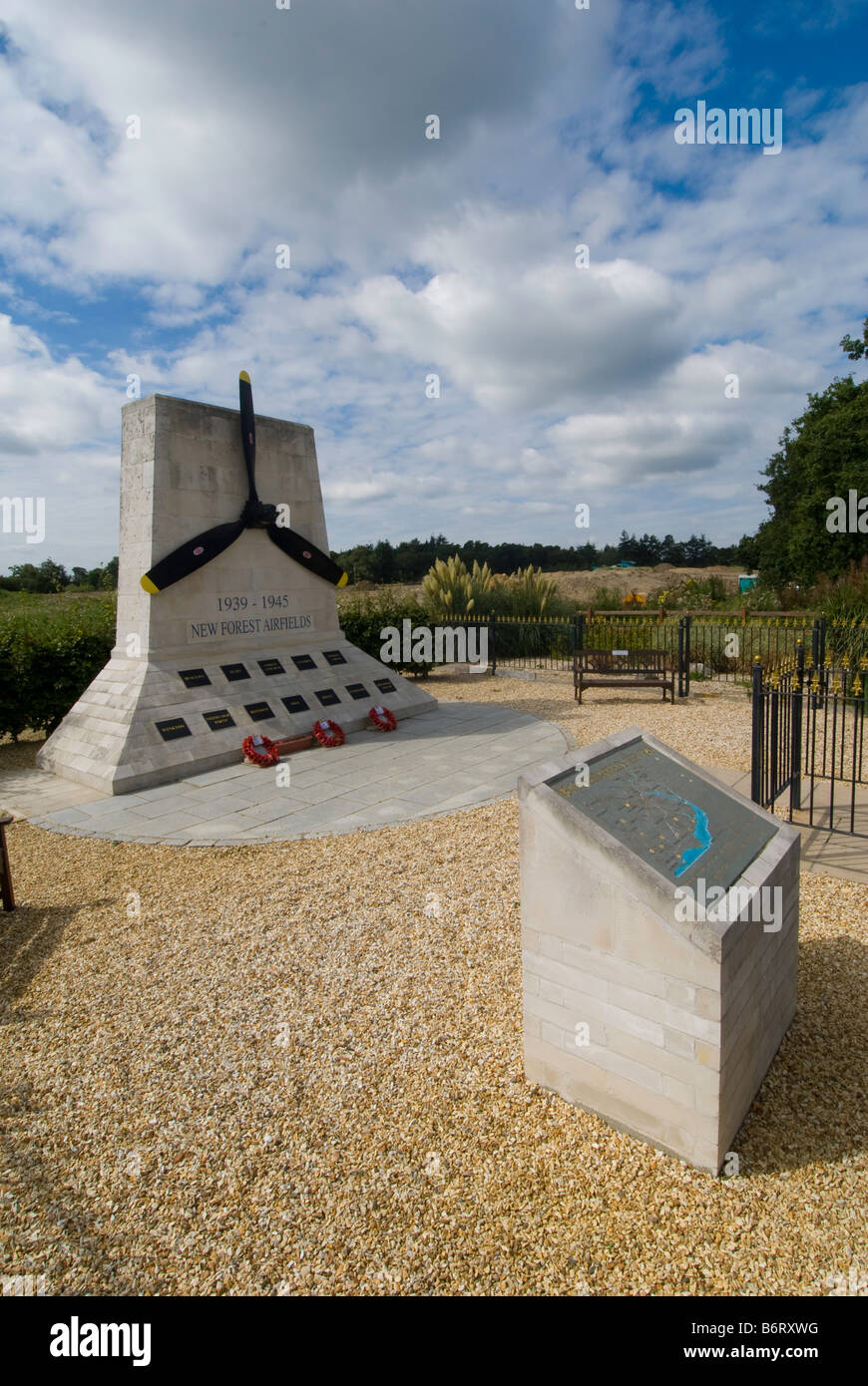 New Forest Airfields Memorial at Holmsley South. Stock Photo