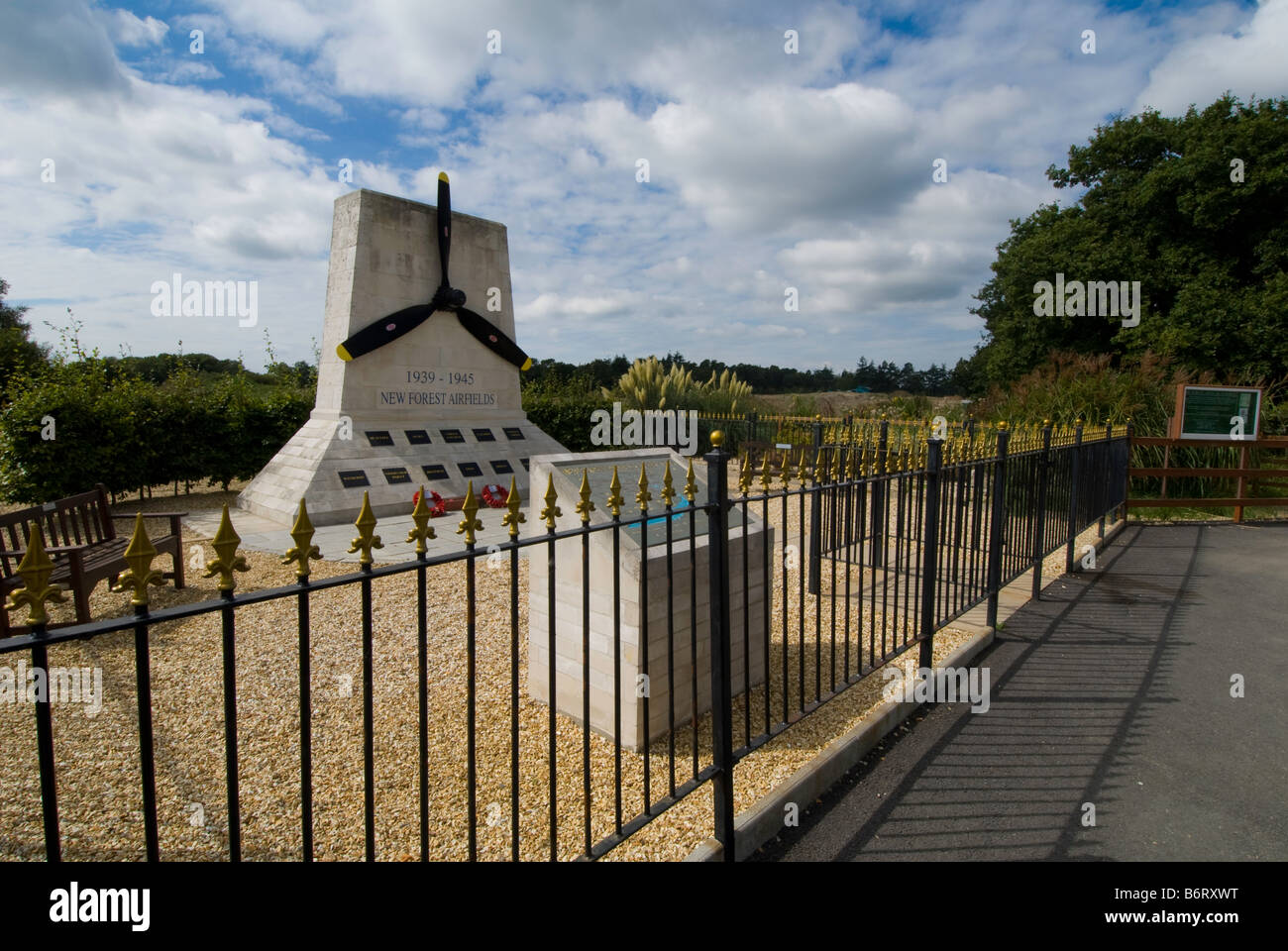 New Forest Airfields Memorial at Holmsley South. Stock Photo