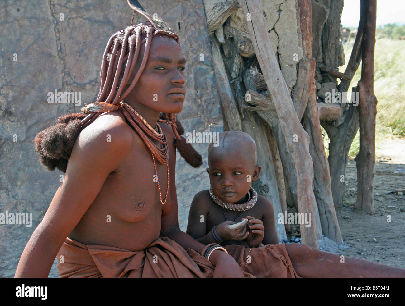 Himba mother and child Stock Photo