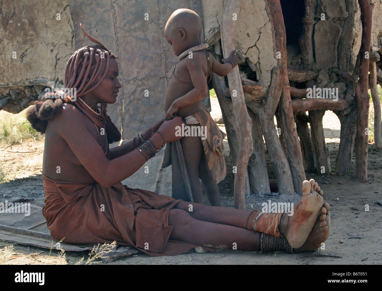 Himba mother and child Stock Photo