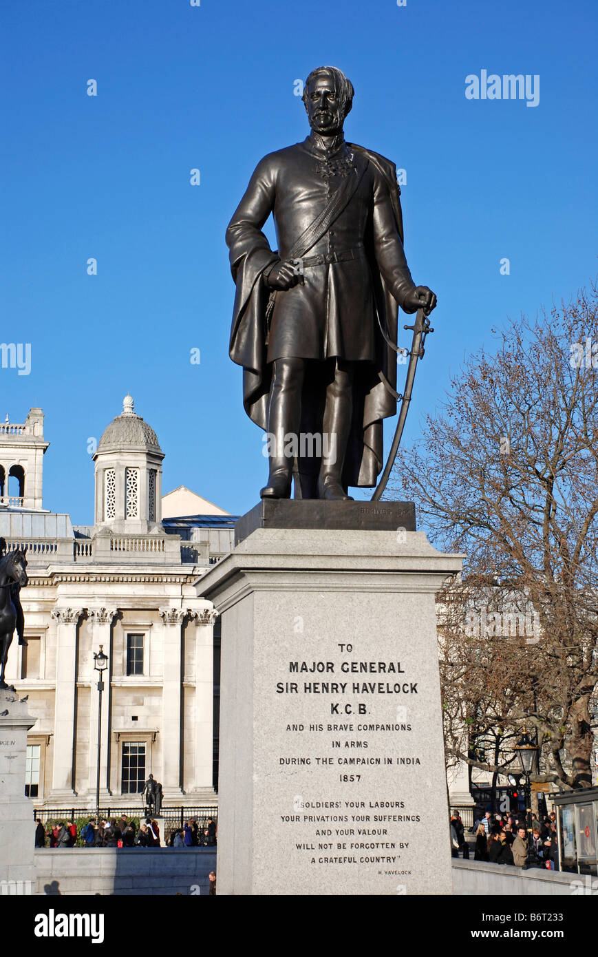 Maj Gen Havelock statue Trafalgar Square, London Stock Photo