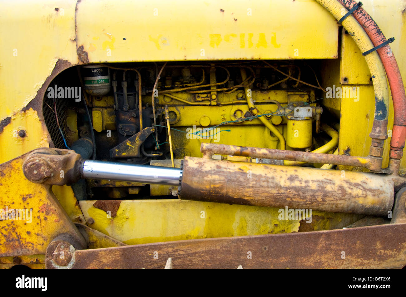 Old engine of tractor on the beach at Hastings, UK Stock Photo