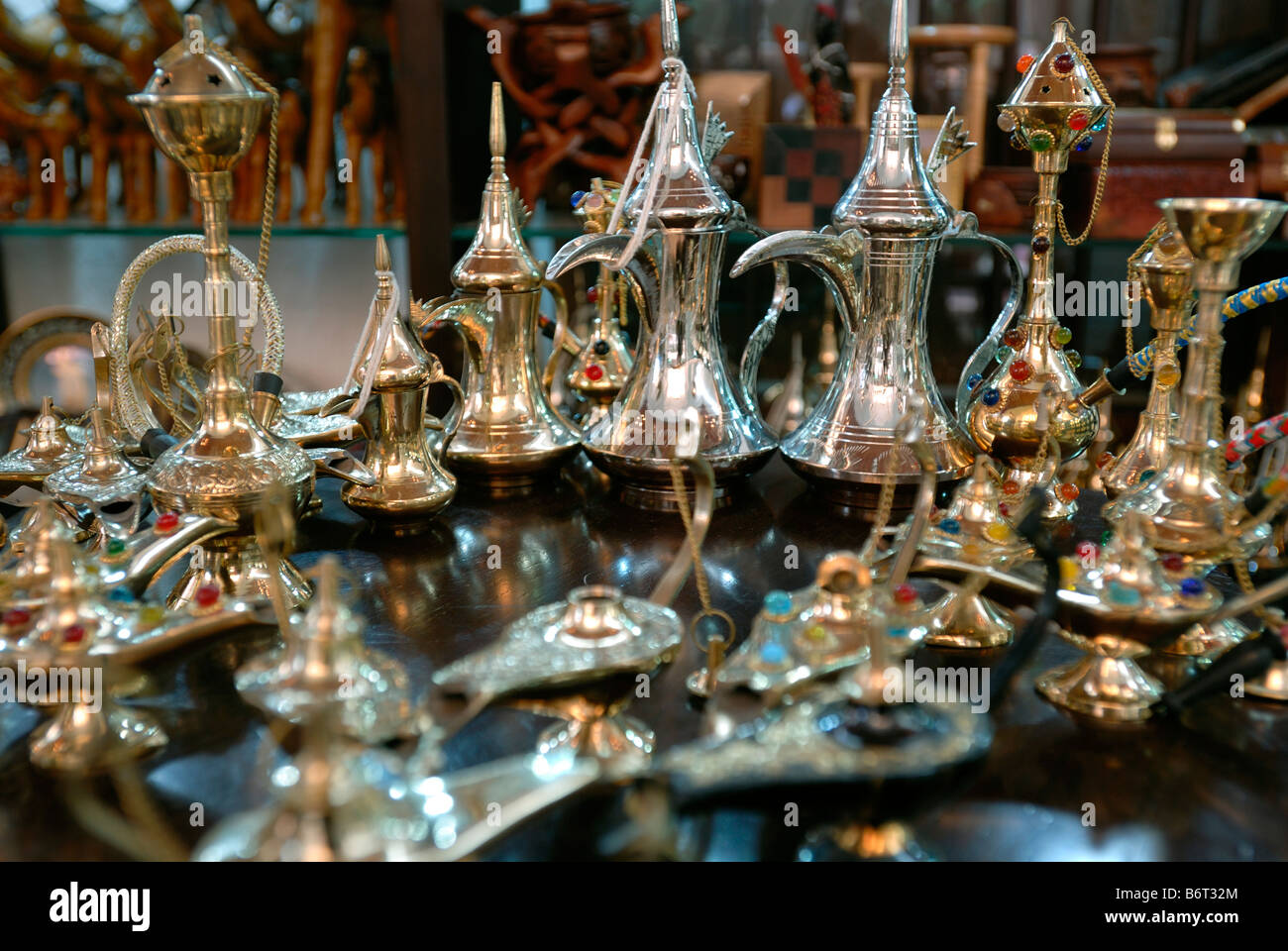 Brass and Silverware souvenirs, Dubai, United Arab Emirates Stock Photo -  Alamy