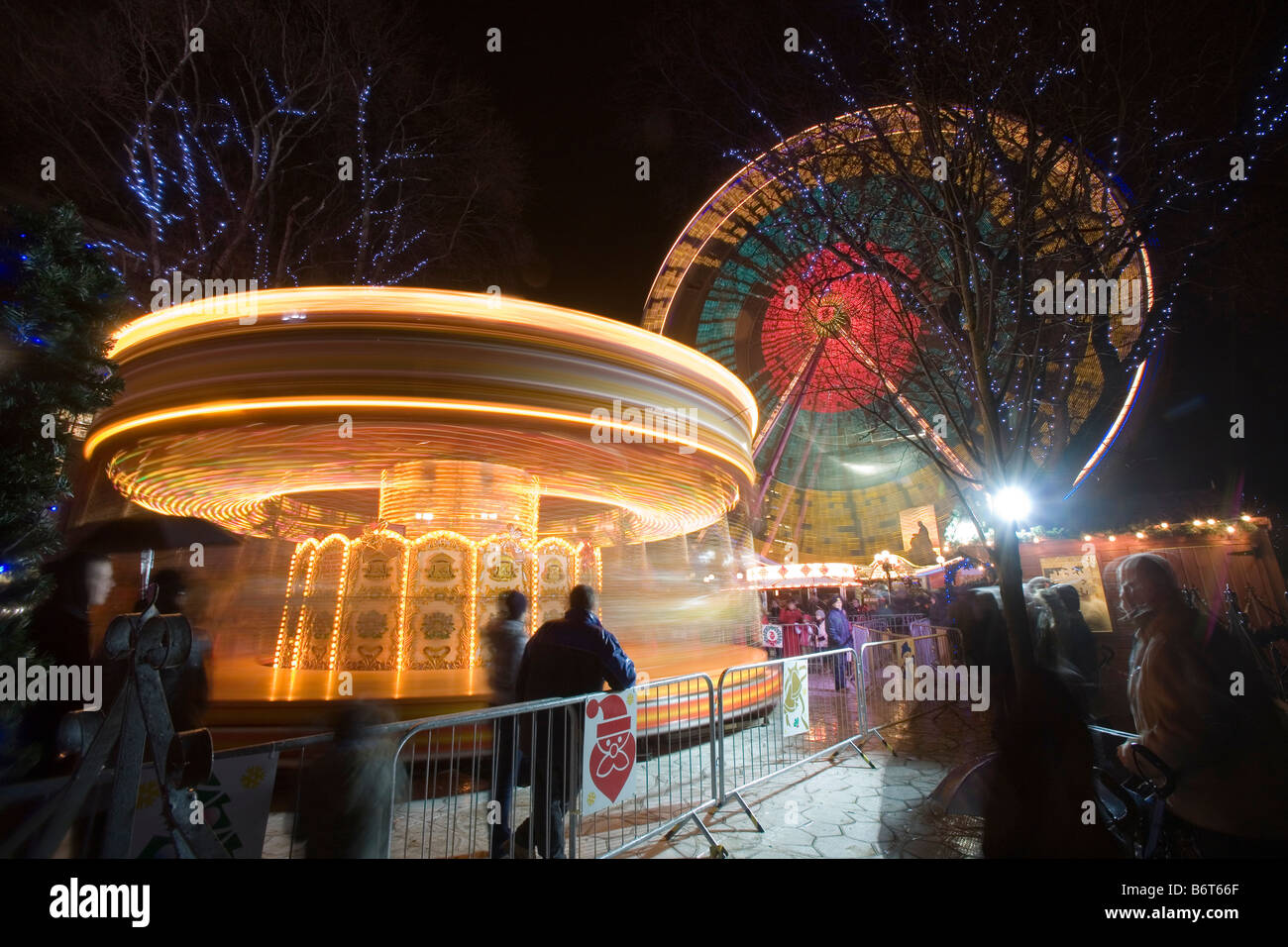 Ferris wheel and carousel at the east end of Princes Street Edinburgh Stock Photo