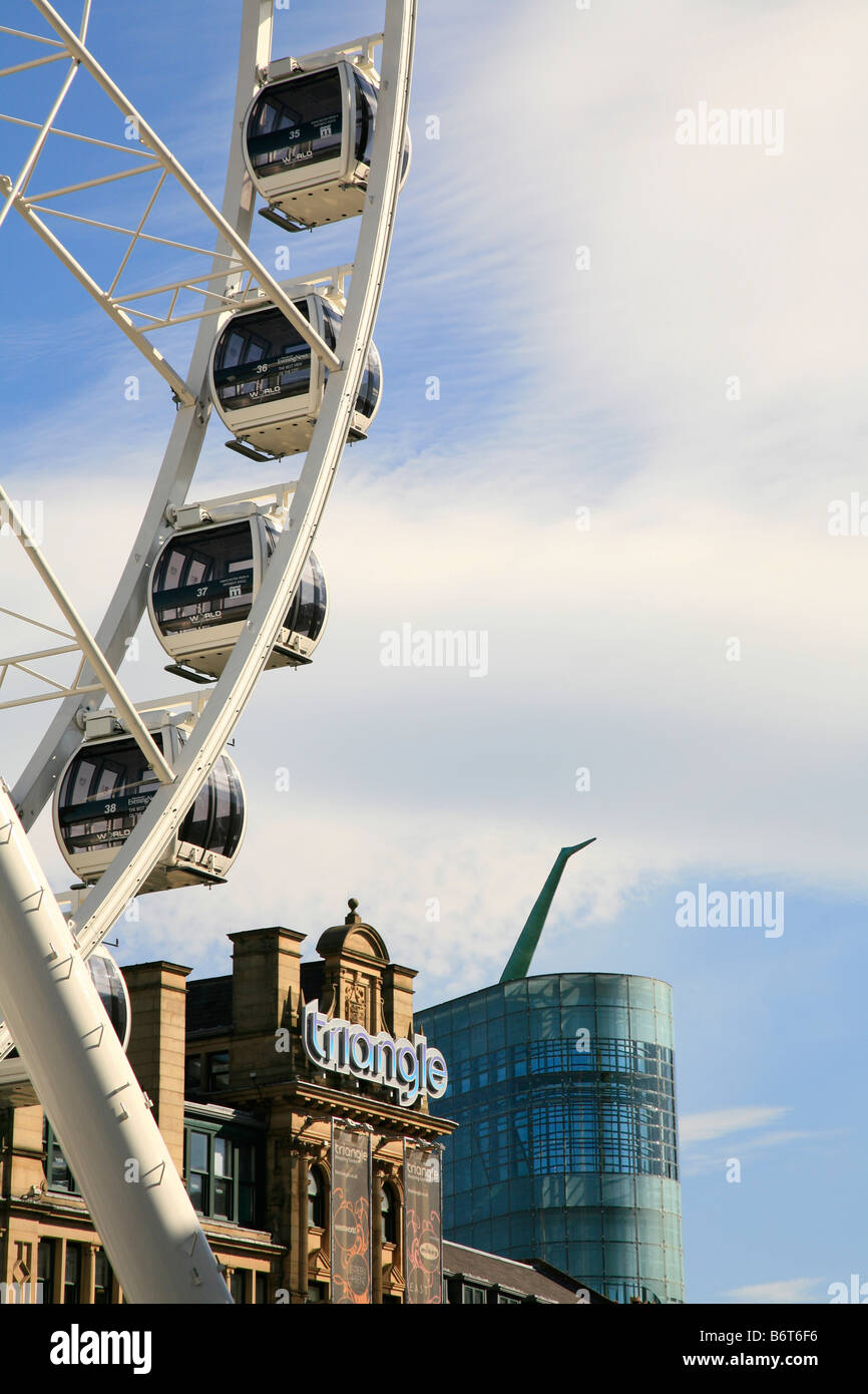 Urbis, Manchester Triangle and the Wheel Stock Photo