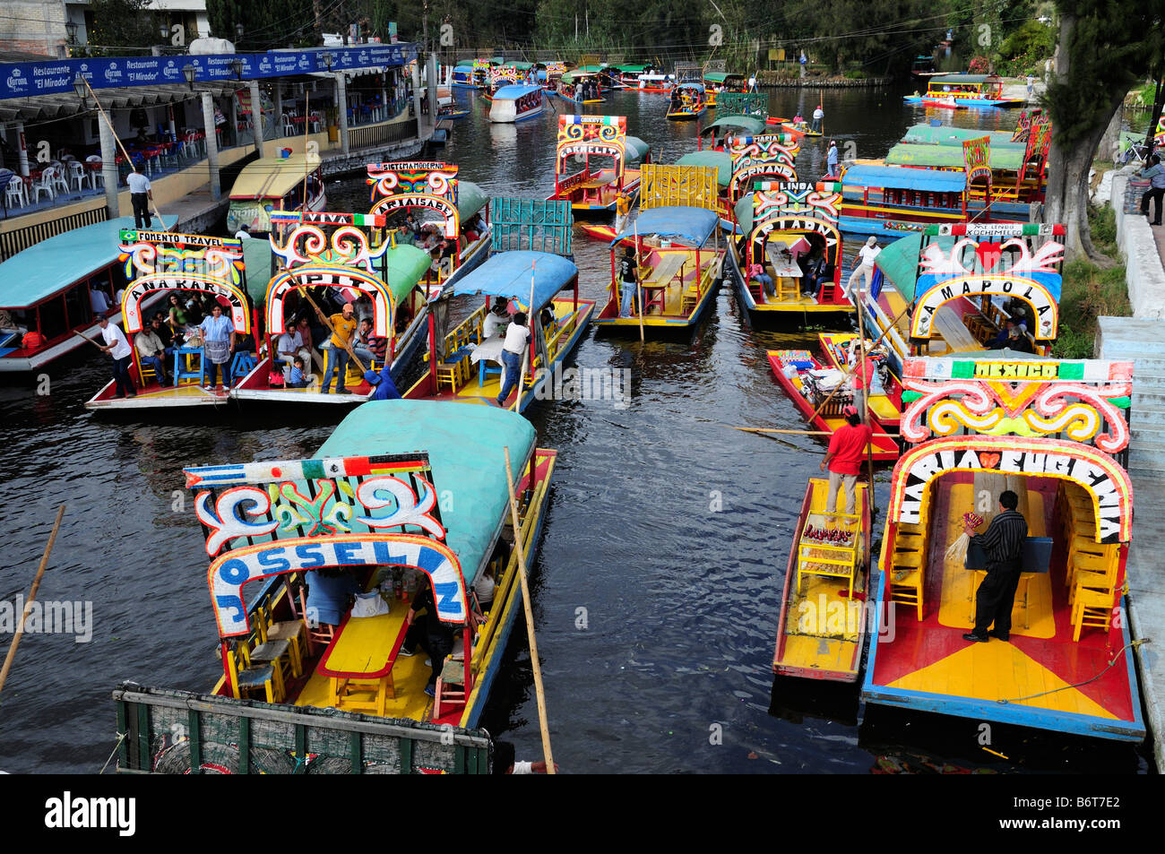 Colourful boats of Xochimilco, Mexico City Stock Photo Alamy
