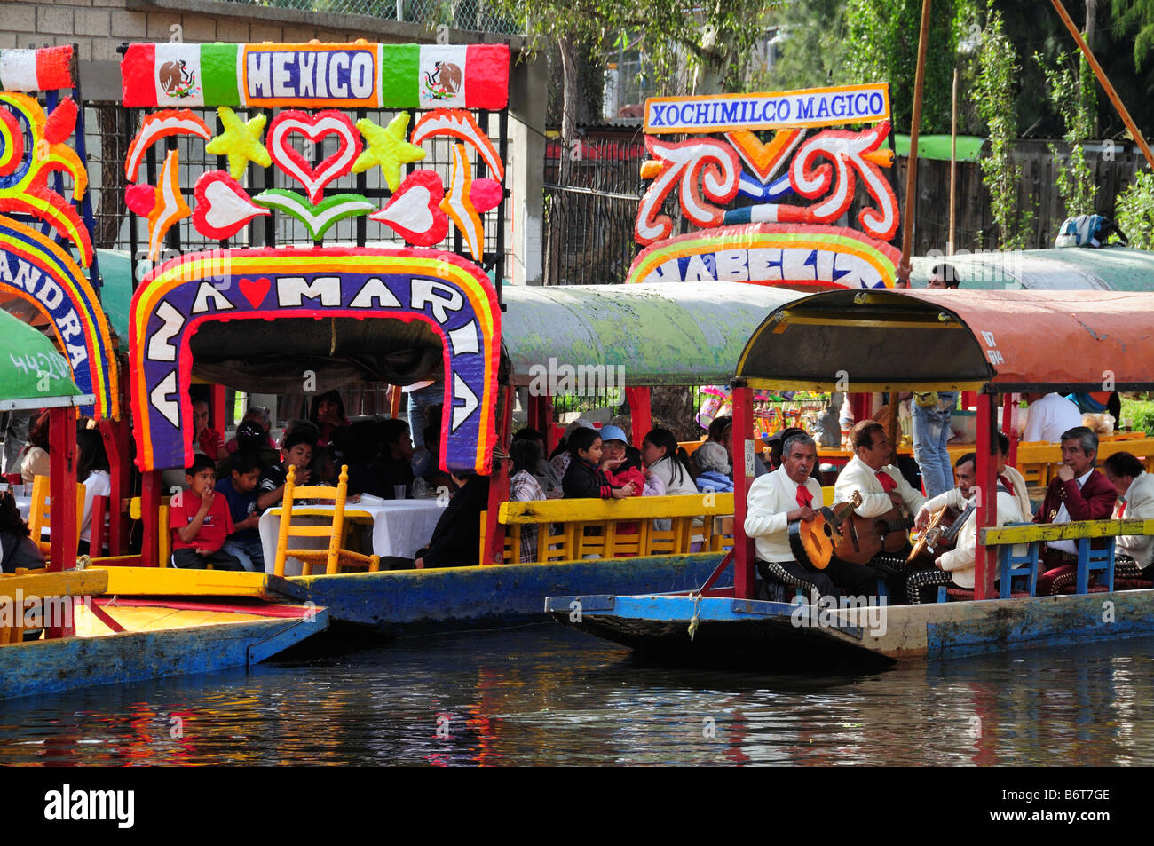 Colourful boats of Xochimilco, Mexico City Stock Photo Alamy