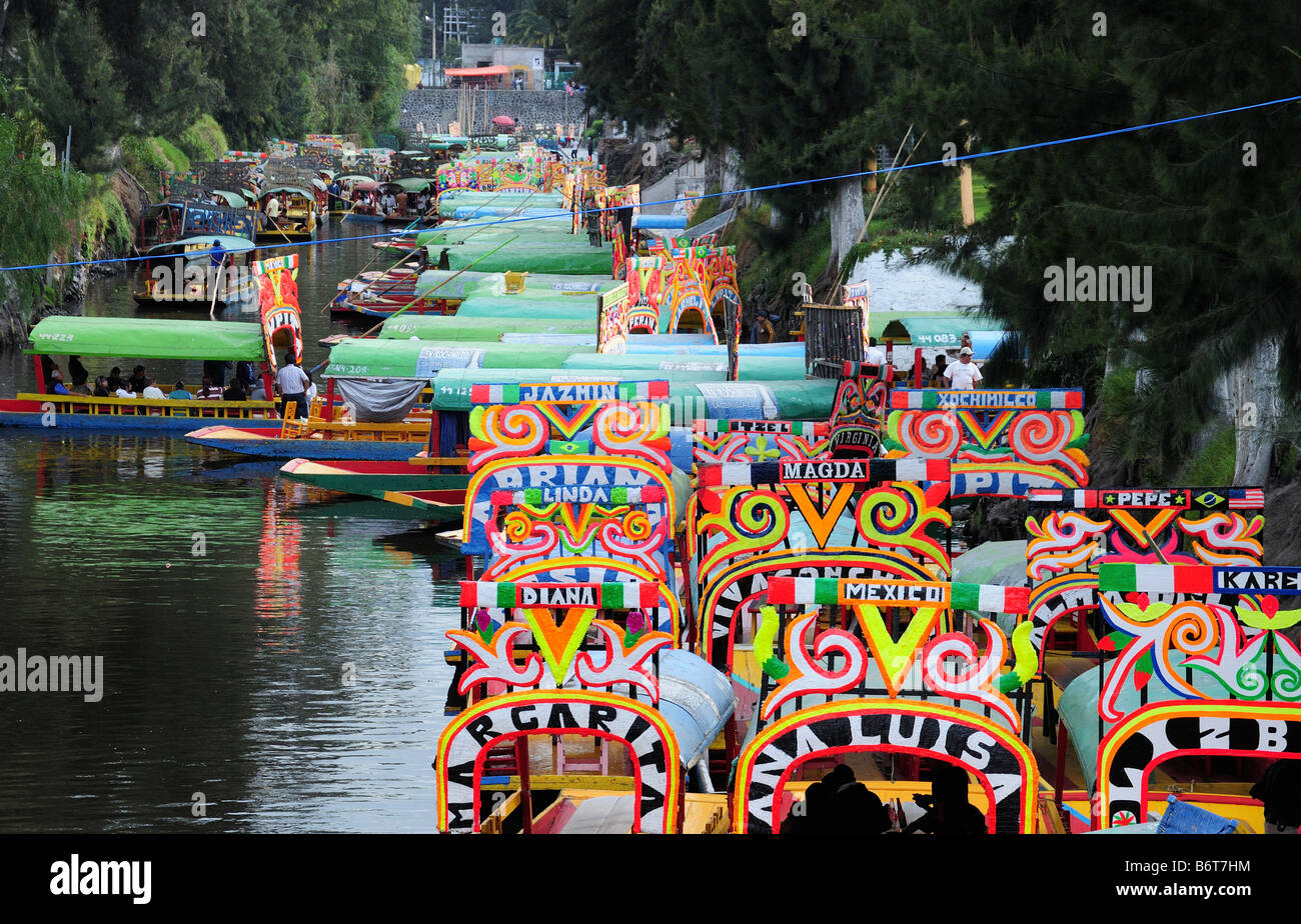 Colourful boats of Xochimilco, Mexico City Stock Photo Alamy