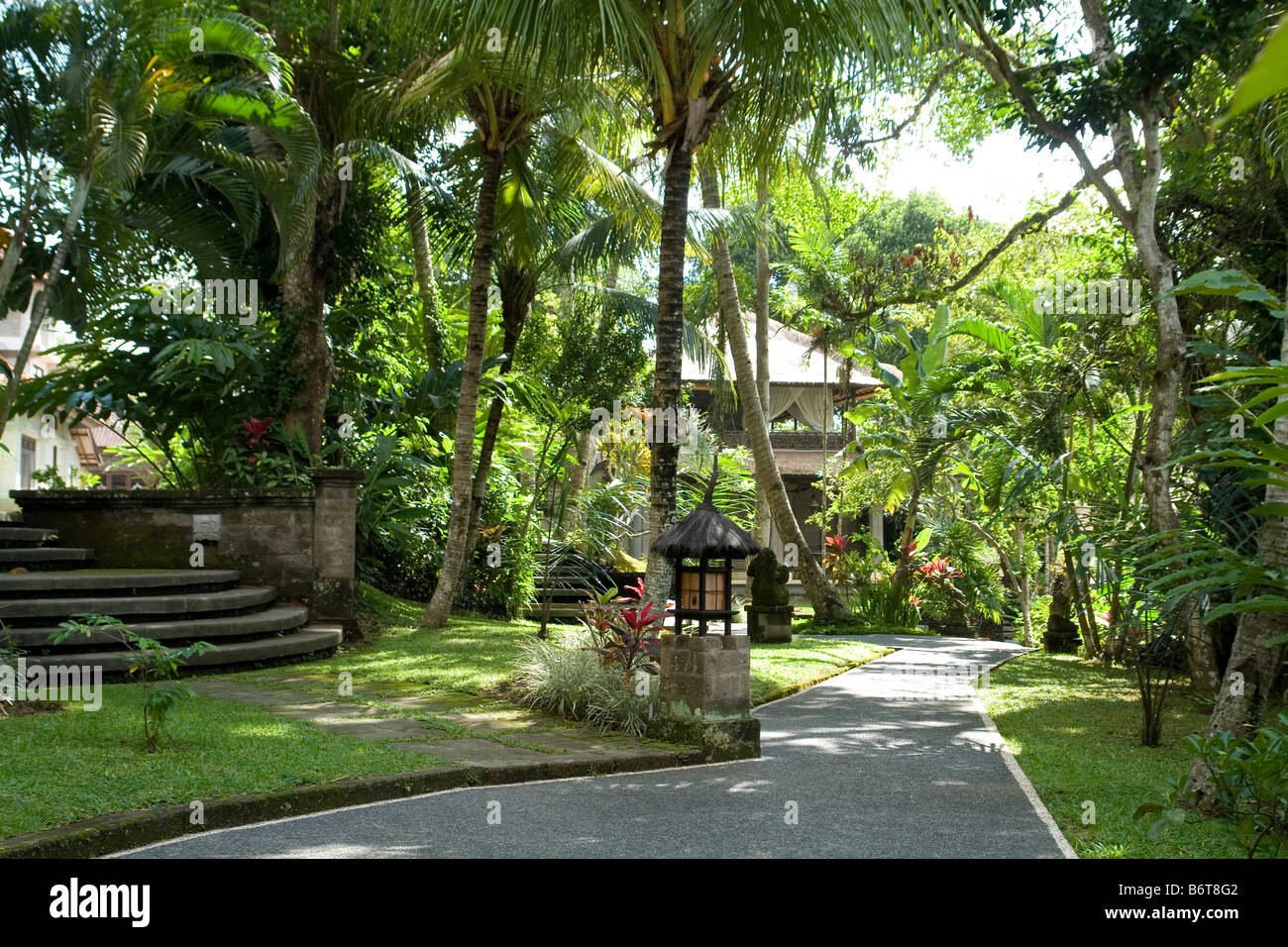 Gardens of the Agung Rai Museum of Art, at Ubud (Bali - Indonesia). Les jardins du Musée Agung Rai, à Ubud (Bali - Indonésie). Stock Photo