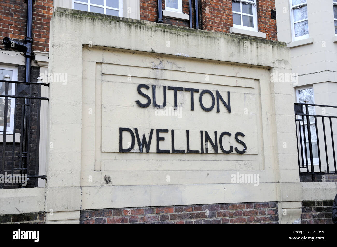Sutton Dwellings sign Upper Street Islington London England UK Stock Photo