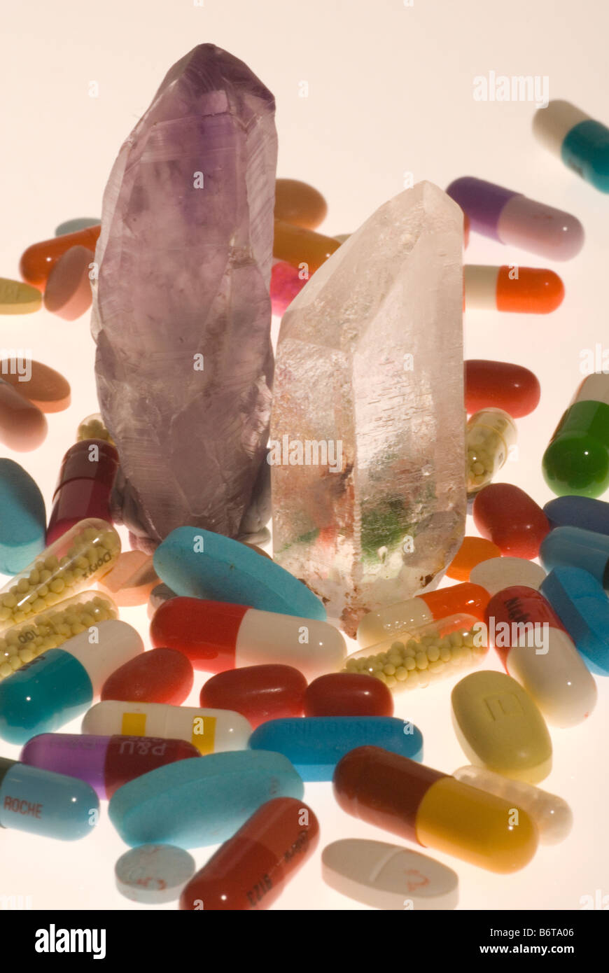 Drugs and crystals Stock Photo