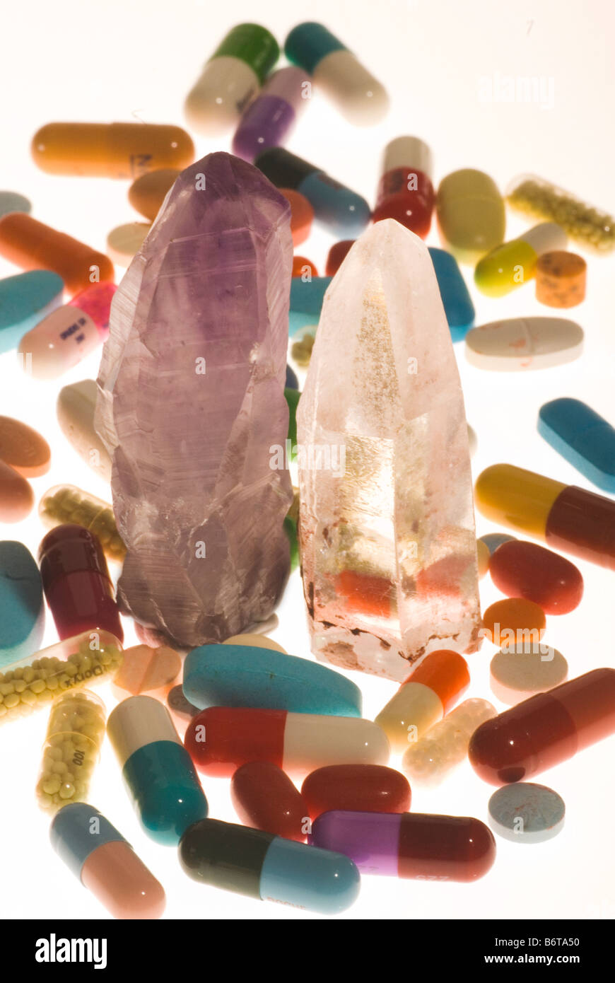 Drugs and crystals Stock Photo