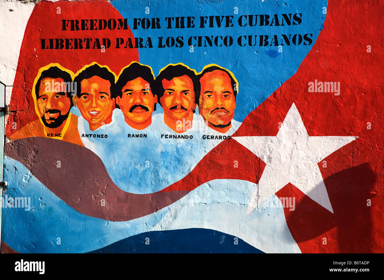 Placard for the 'five Cubans' Bonaire, Caribbean. Stock Photo