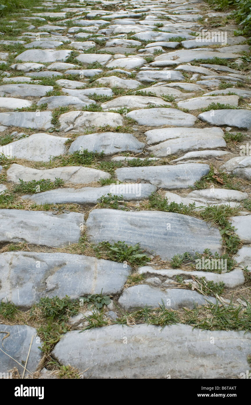 cobbled path in greece Stock Photo