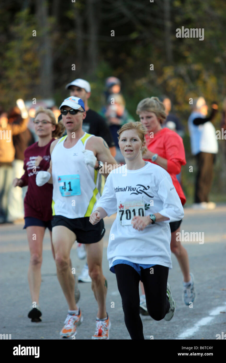 Woman competing in 2008 Grand Rapids Michigan Marathon Stock Photo