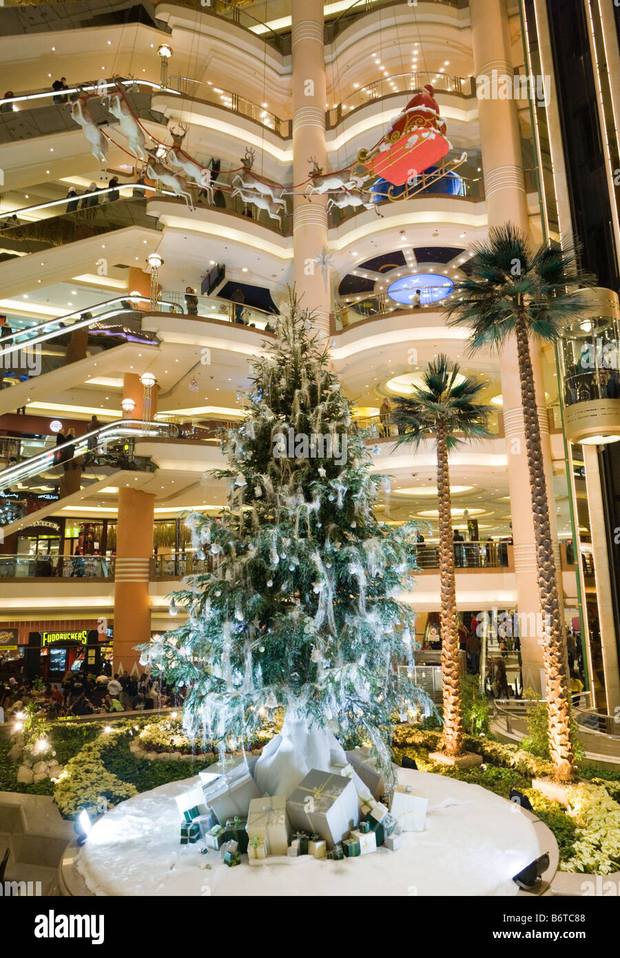 Central atrium with Christmas tree, City Stars Mall, Nasr City, Cairo, Egypt Stock Photo
