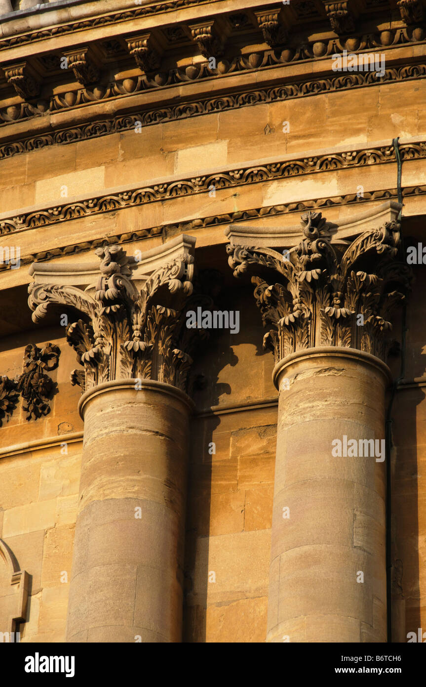 Close up of 2 Corinthian columns on the Radcliffe Camera Oxford Stock Photo