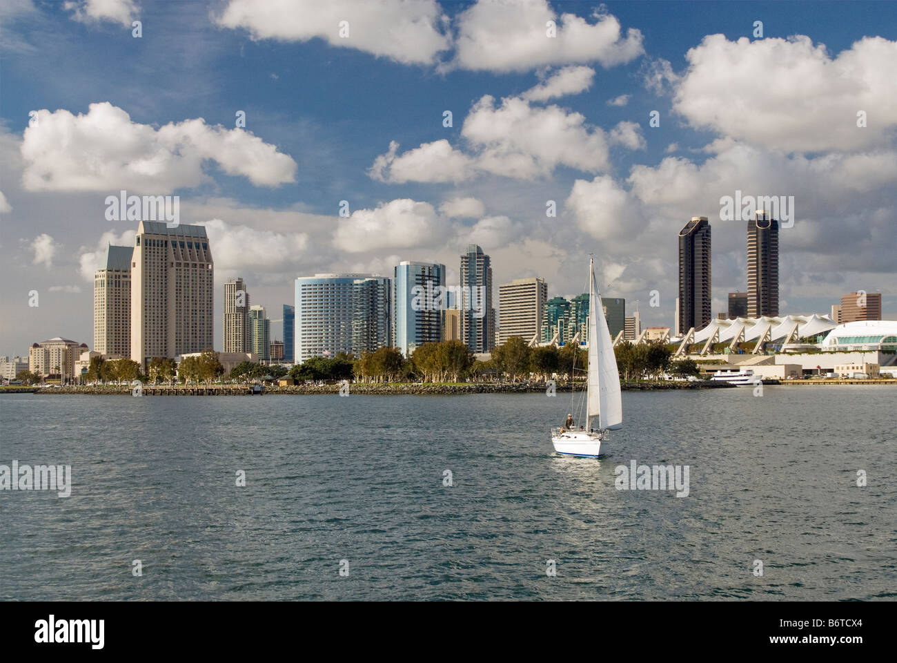 San Diego Downtown Embarcadero from excursion boat on San Diego Bay California USA Stock Photo