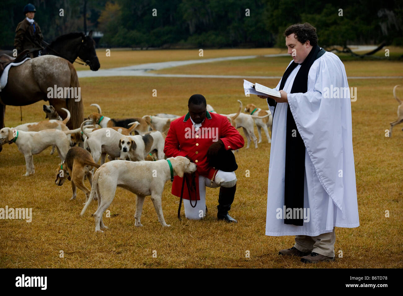 Middleton Hunt Blessing of the Hounds during before the start of the fox hunting ...