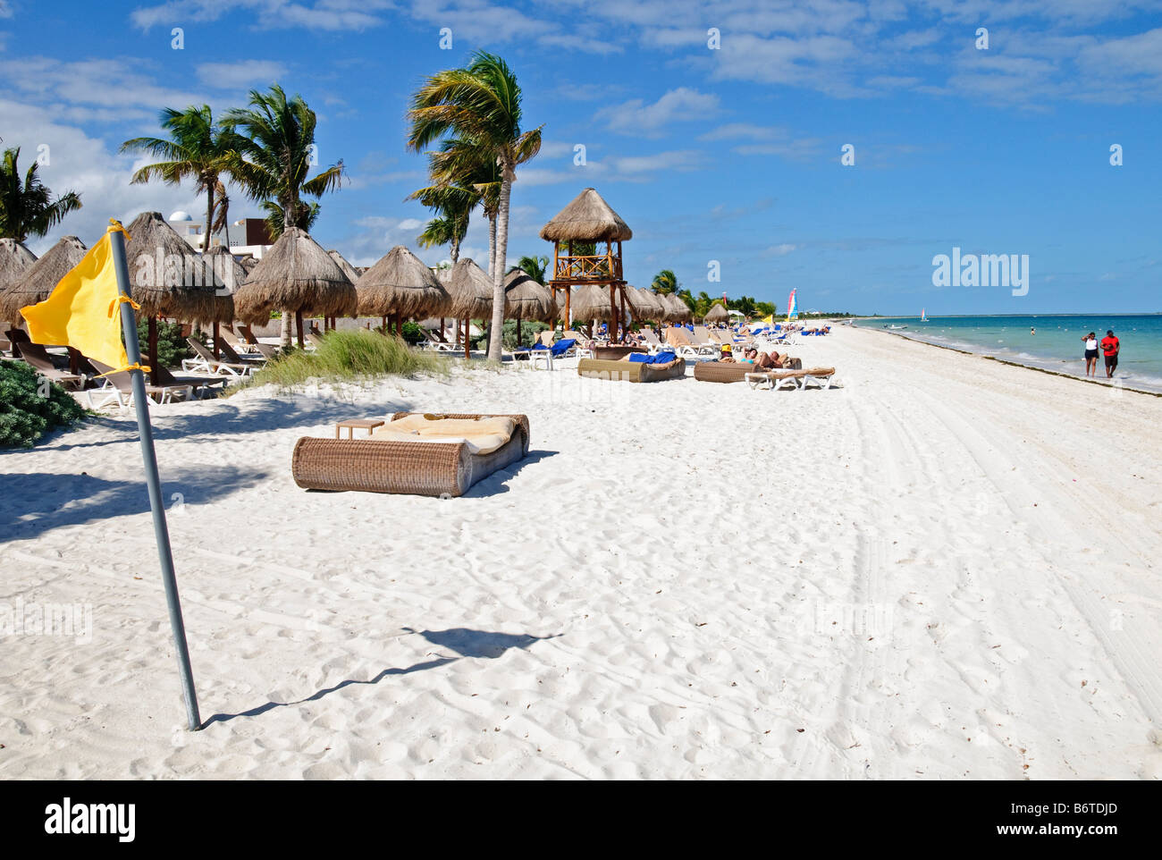 Beachfront at Excellence Playa Mujeres Resort at Playa Mujeres, north of Cancun, Quintana Roo, Mexico Stock Photo