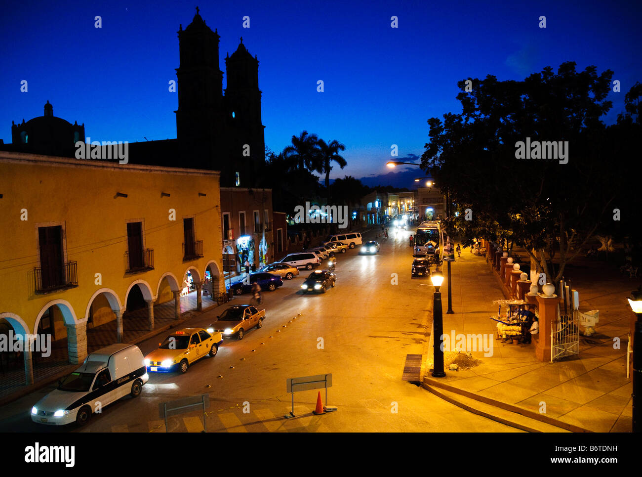 VALLADOLID, Mexico - Street scene taken from balcony of City Hall in downtown Valladolid, Yucatan, Mexico Stock Photo