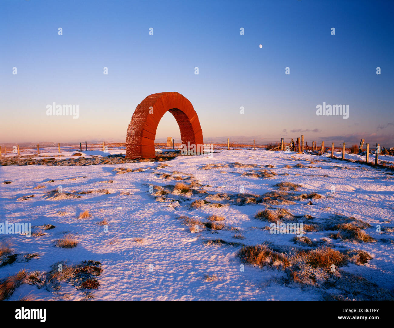 Striding Arches in landscape by enviromental artist Andy Goldsworthy an arch sculpture on Colt Hill Glenhead Scotland UK Stock Photo