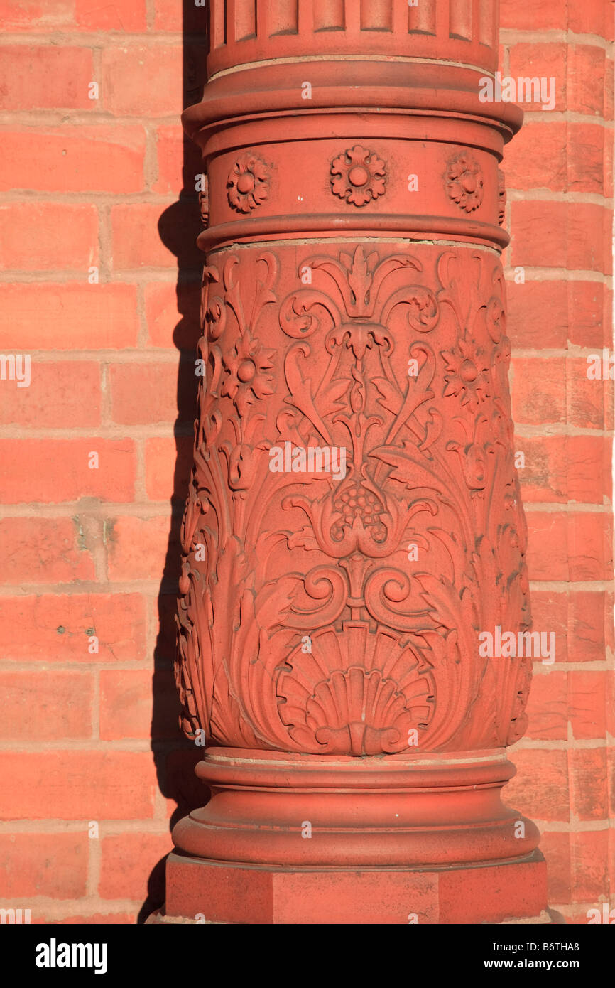 Column Detail on red brick seafront properties in Ramsgate Kent Stock Photo