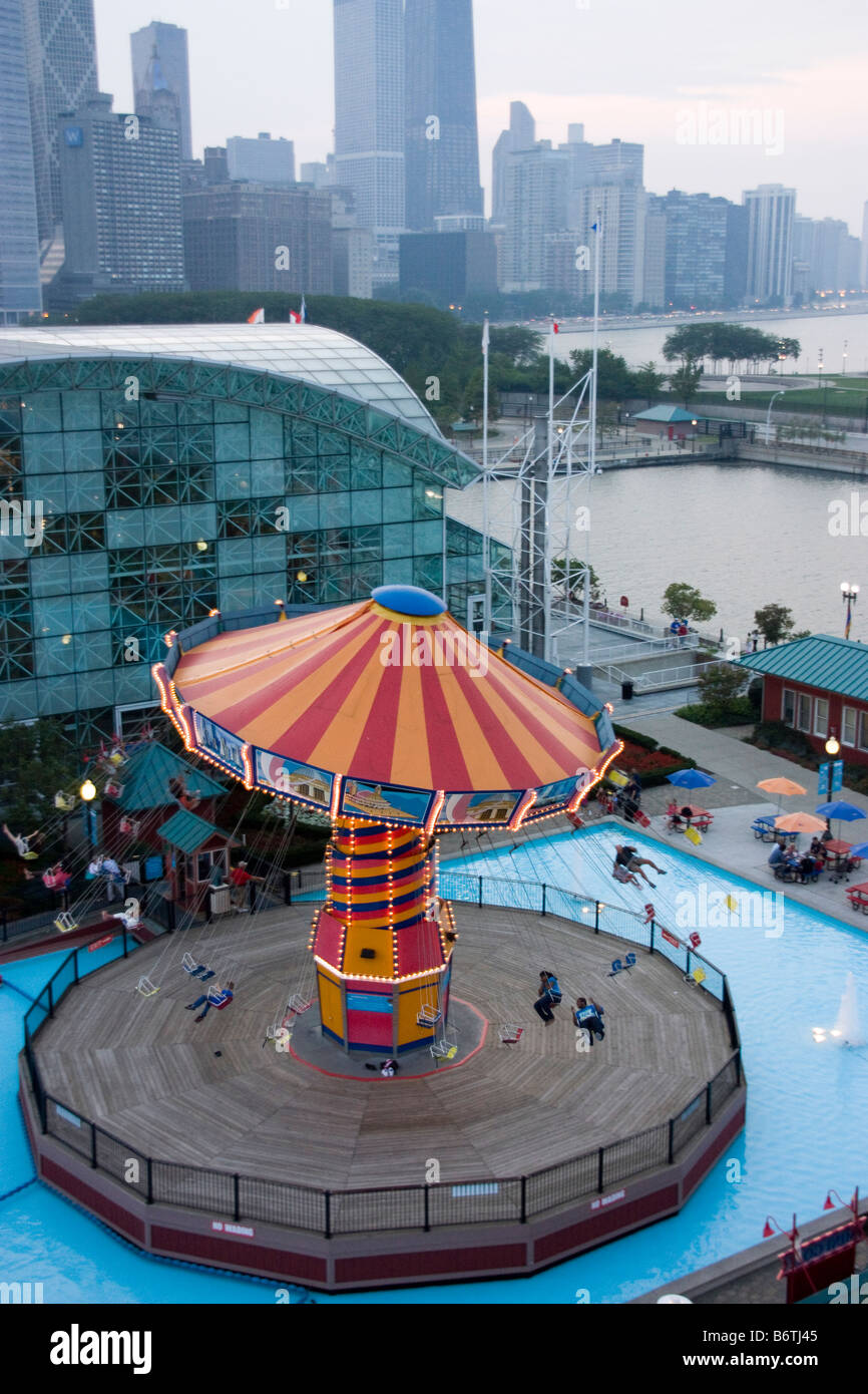 Navy Pier Chicago Swing Rider seen from Ferris Wheel Stock Photo Alamy