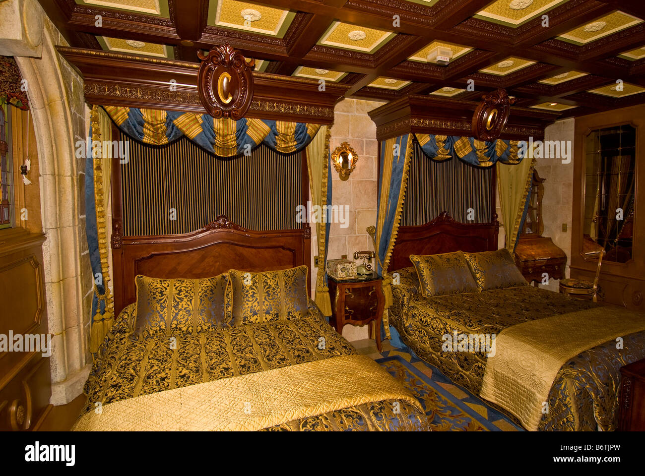 Cinderella Castle Suite bedroom Magic Kingdom Walt Disney World Orlando Florida FL Stock Photo