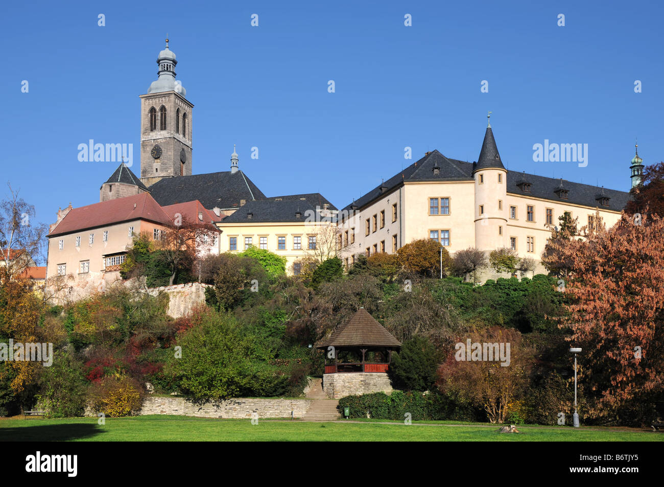 St. James Church and the Italian Court in the historical center of Kutná Hora, Czech Republic. Stock Photo