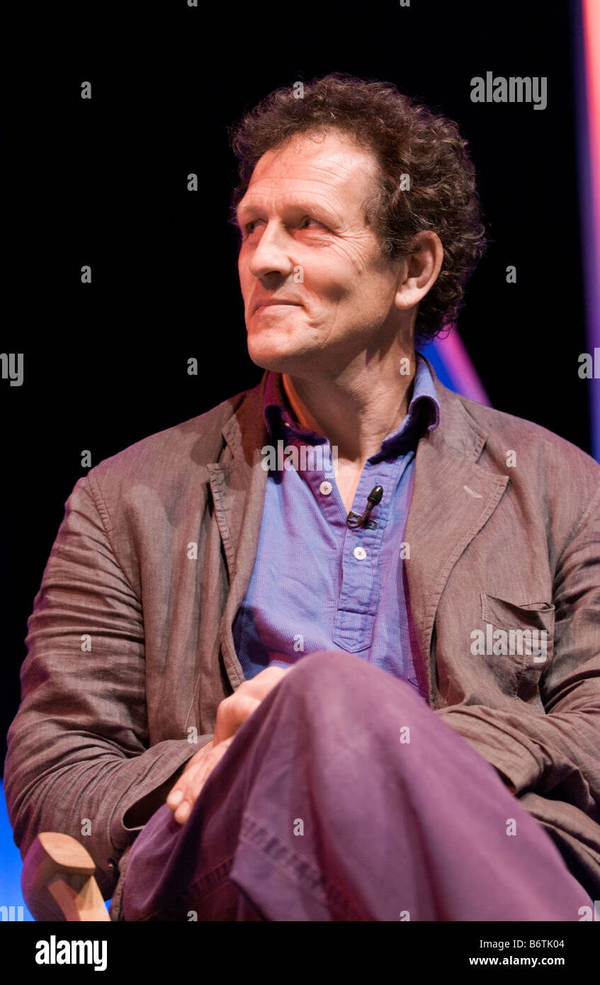 Celebrity gardener Monty Don pictured on stage at Hay Festival 2008 Hay on Wye Powys Wales UK Stock Photo