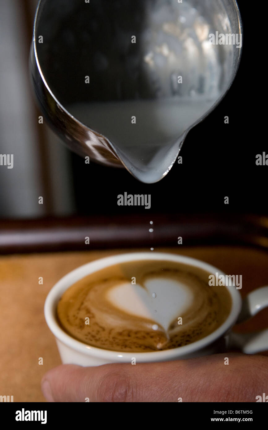 Making Coffee Art Stock Photo Alamy