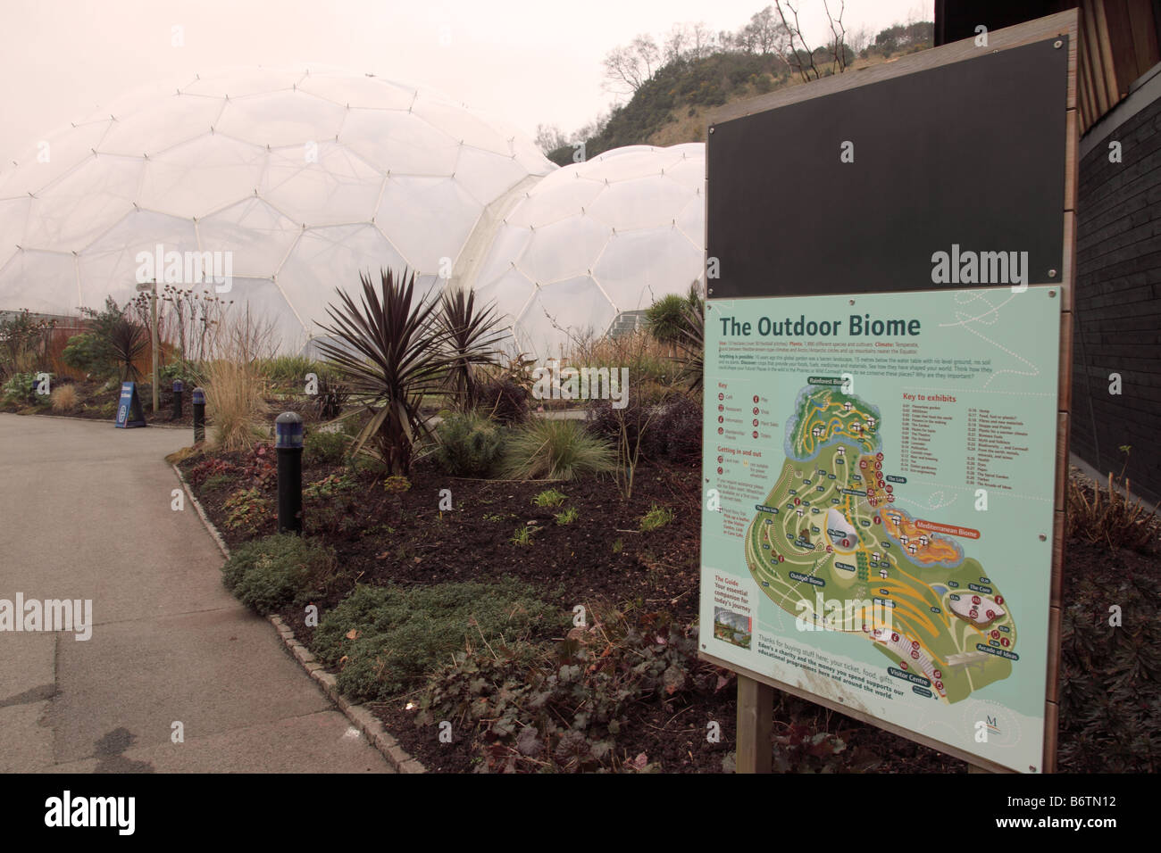 Eden Project Cornwall Map The Outdoor Biome Map At The Eden Project, Cornwall, Uk Stock Photo - Alamy