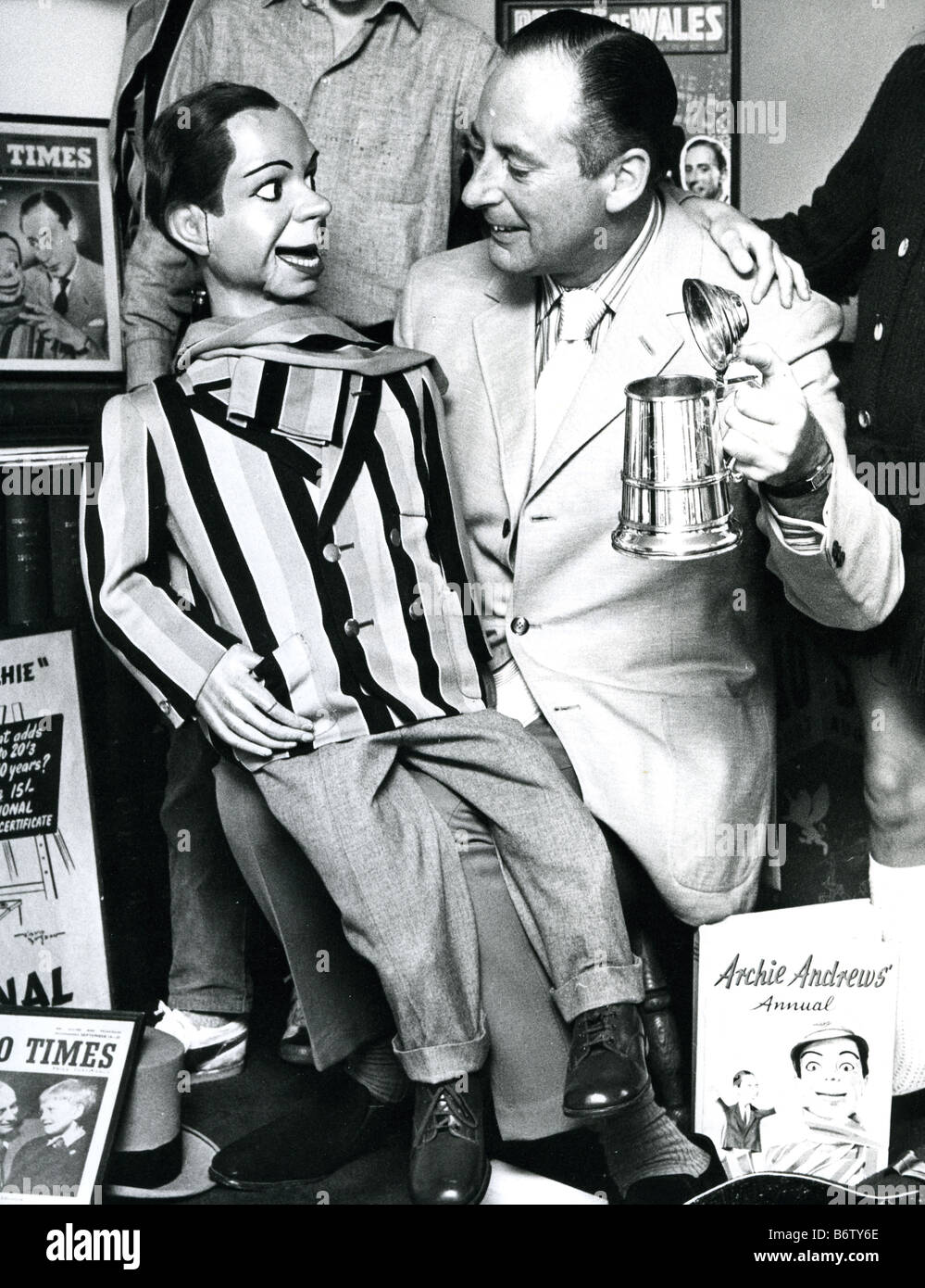 PETER BROUGH English ventriloquist with his Archie Andrews dummy Stock