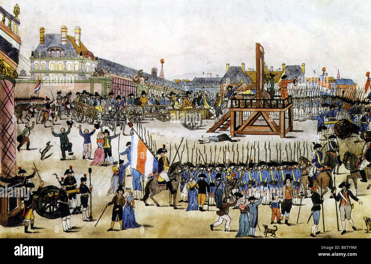 MAXIMILIEN ROBESPIERRE  Contemporary print of his execution in the Place de la Revolution in Paris 27 July 1794 Stock Photo