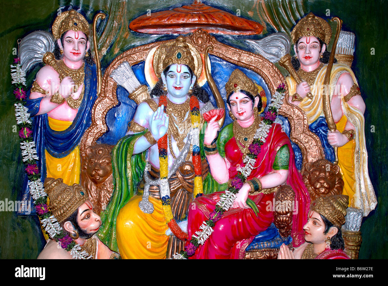 Hindu Diety Lord Rama, Goddess Sita, Hanuman, at a temple Near ...