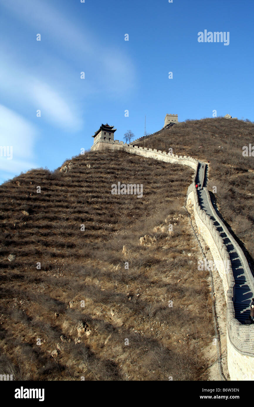 Stretch of the Great Wall at Badaling near Beijing in China Stock Photo