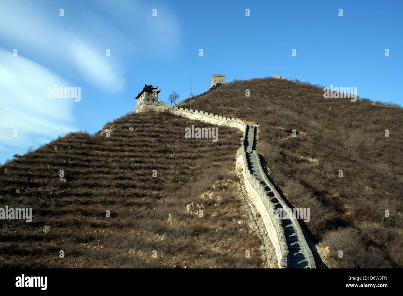 Stretch of the Great Wall at Badaling near Beijing in China Stock Photo