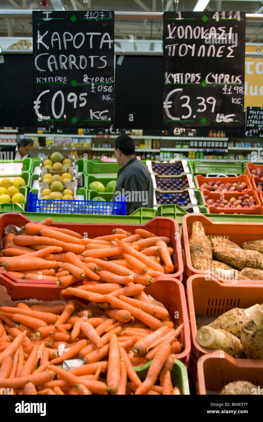 Foreign Supermarkets Euro pricing of fruit and vegetables in Cyprus