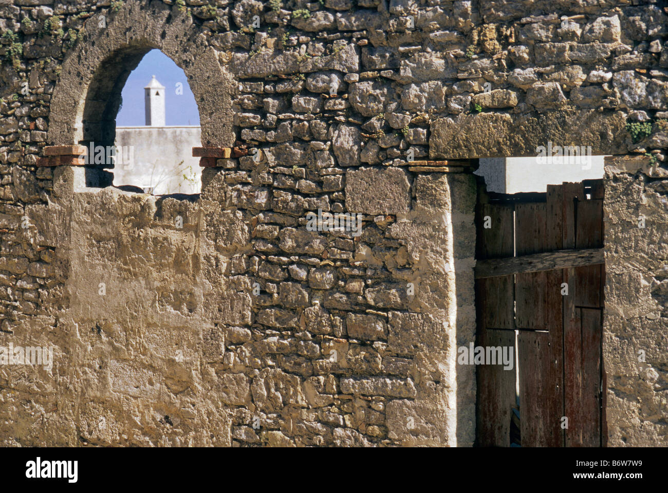 Stone wall around house in Erice Sicily Italy Stock Photo