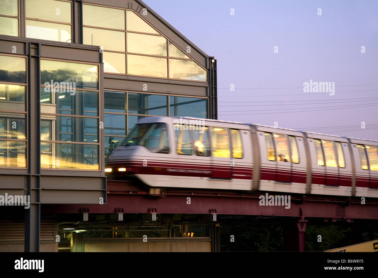 The AirTrain Newark monorail system at the Newark Liberty International