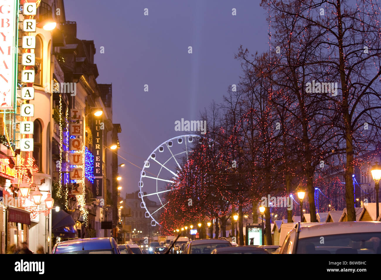 Christmas market Marche aux Poissons Brussels Belgium Stock Photo