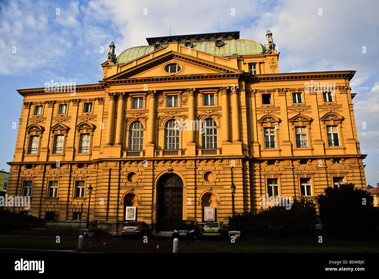 CROATIA, ZAGREB. National Theater in Zagreb in the evening Stock Photo ...