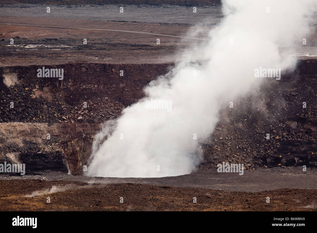 Smoke plume at Halemaumau crater, Kilauea crater, Big Island Hawaii. Stock Photo