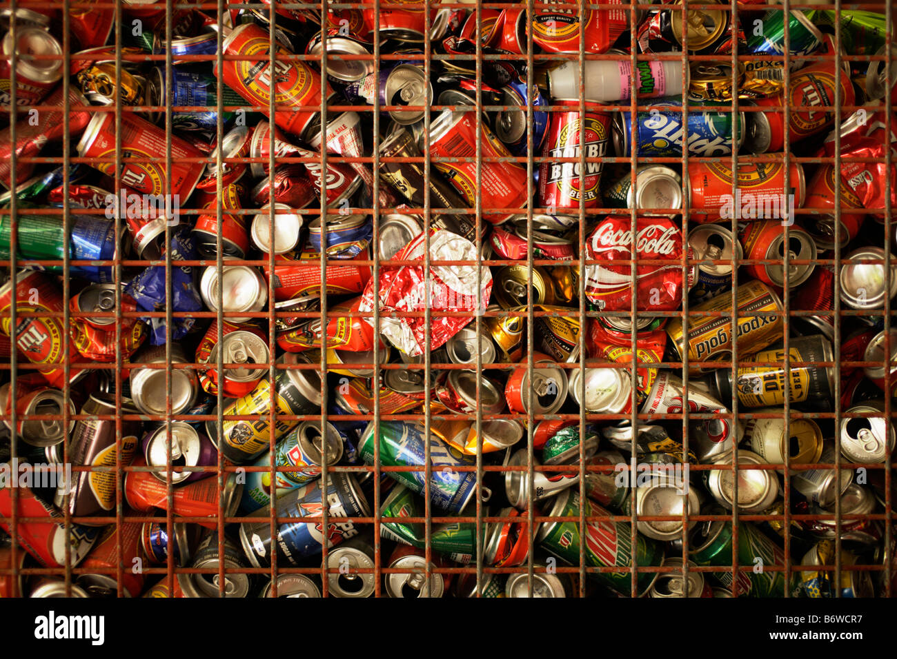 Collection point for recycling drink cans Stock Photo
