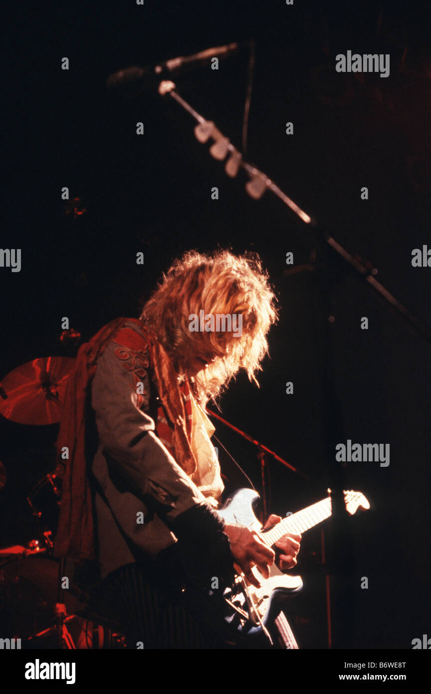 Heavy rock guitarist Bernie Torme playing circa 1982 Stock Photo