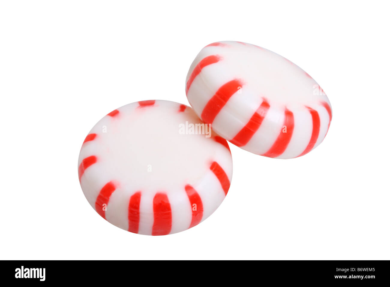 Peppermint candy cut out isolated on white background Stock Photo