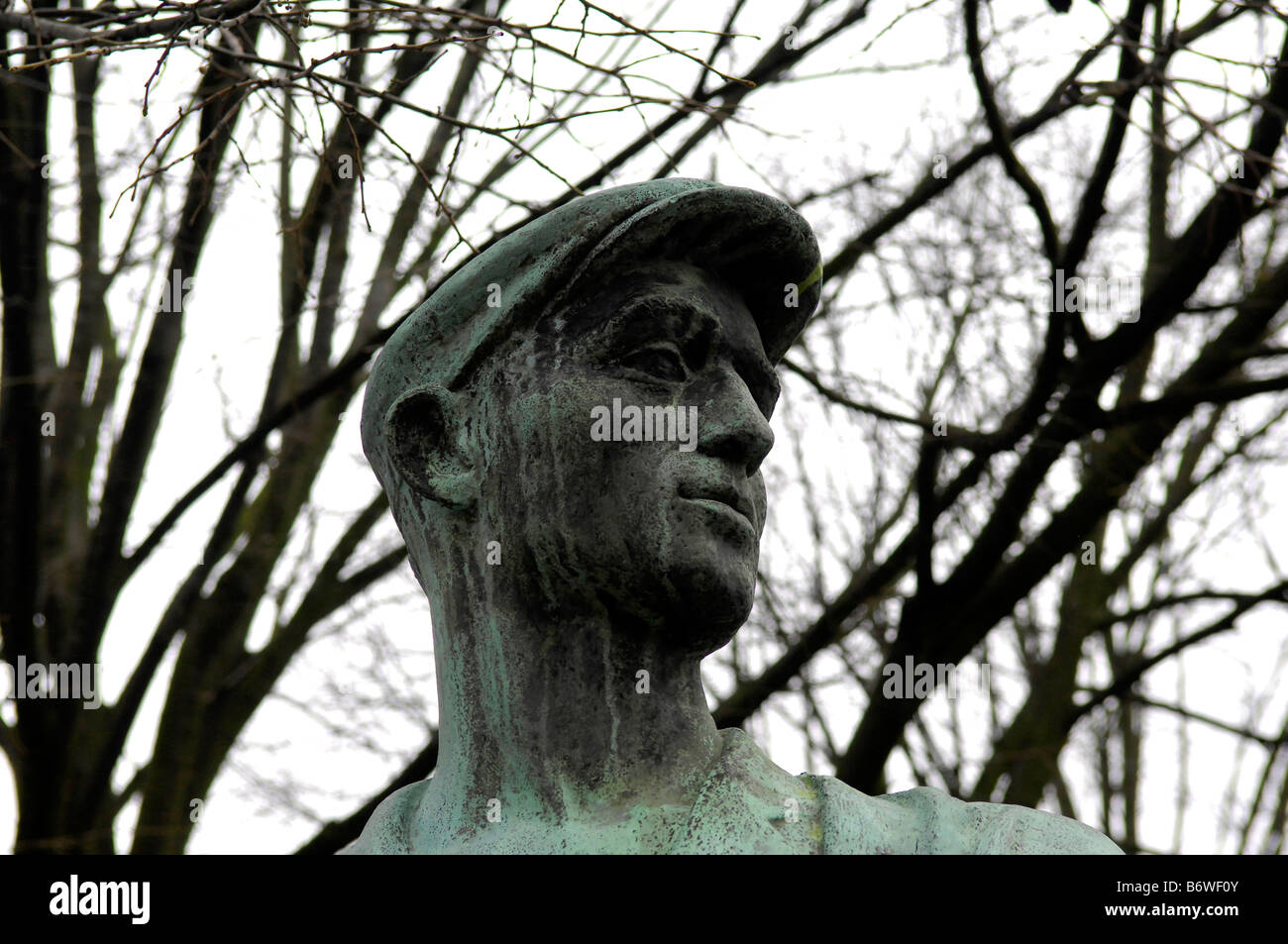 statue worker Berlin Deutschland Germany East German Alexanderplatz sculpture travel tourism rotes rathaus red town hall socilai Stock Photo