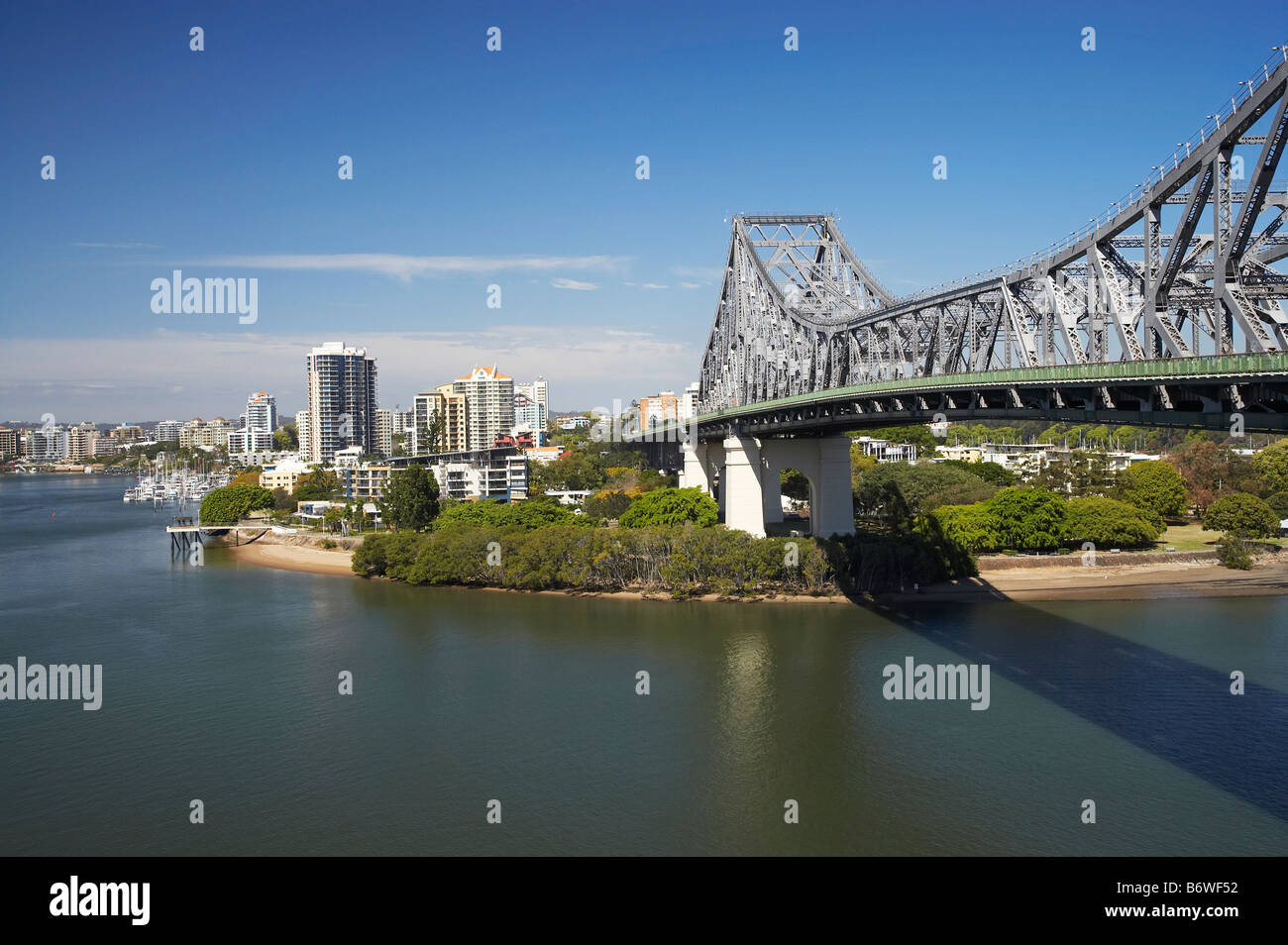 Story Bridge Brisbane River and Kangaroo Point Brisbane Queensland Australia Stock Photo